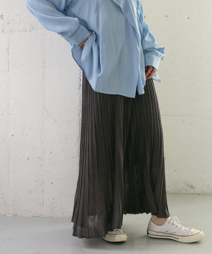 百褶羅紋針織半身裙