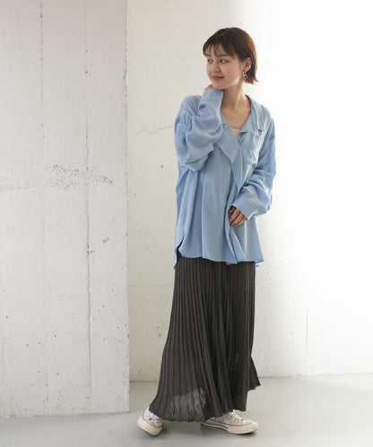 百褶羅紋針織半身裙