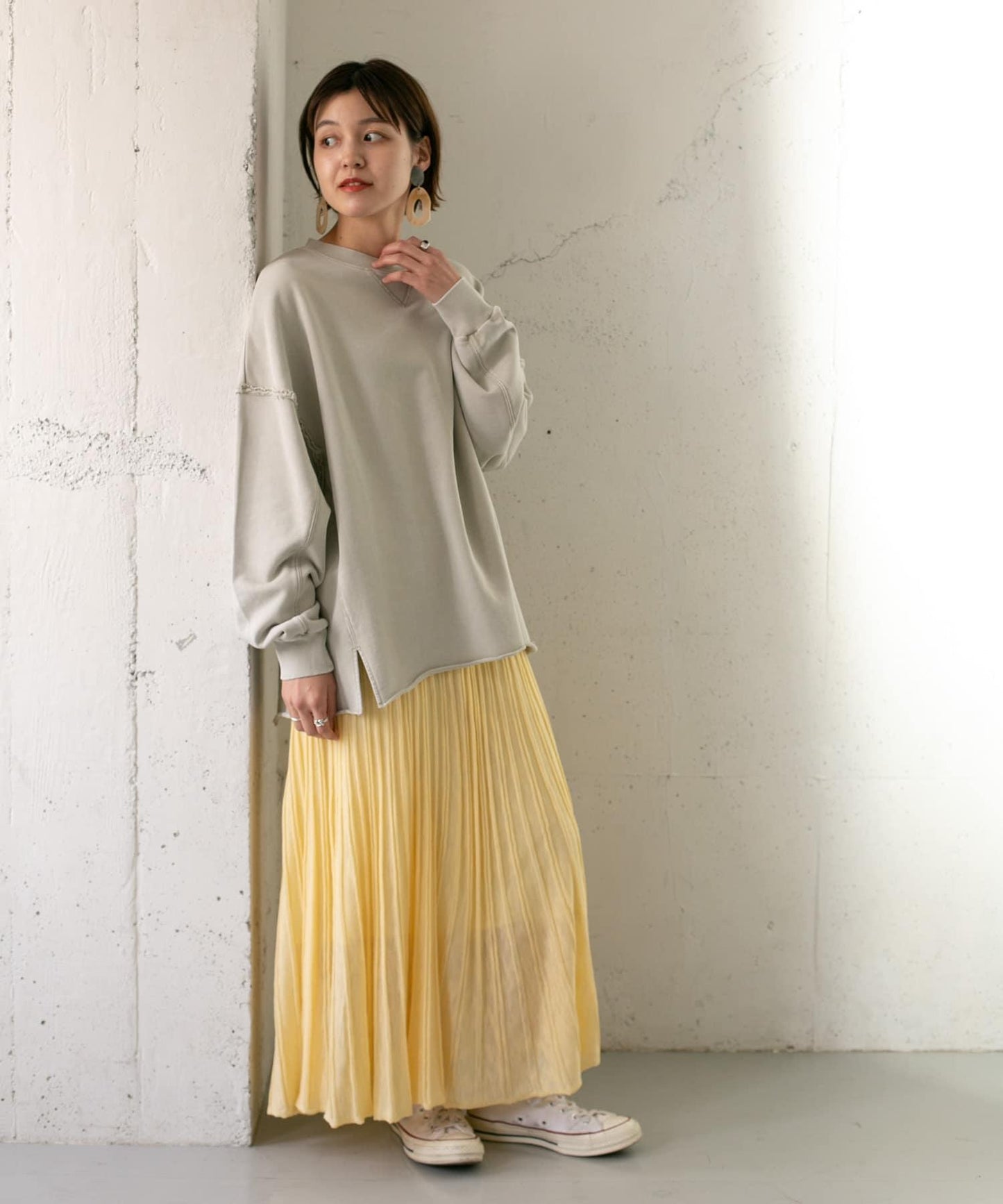 百褶羅紋針織半身裙