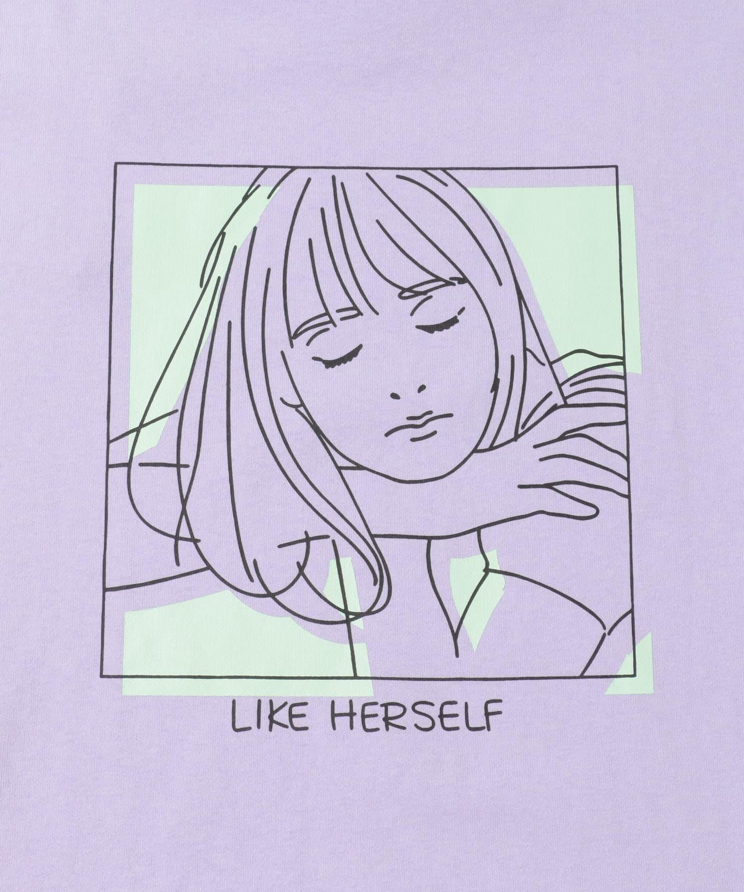 女孩圖案T恤（五分袖）