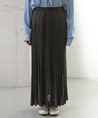 百褶羅紋針織半身裙