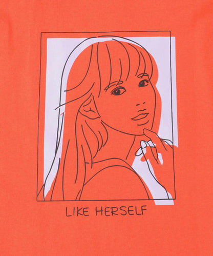 女孩圖案T恤（五分袖）