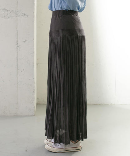 百褶羅紋針織半身裙