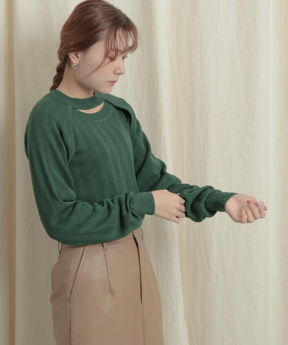 短款開衫疊穿針織上衣