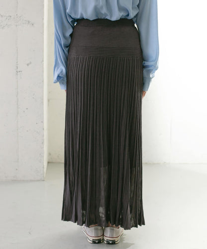 百褶羅紋針織半身裙