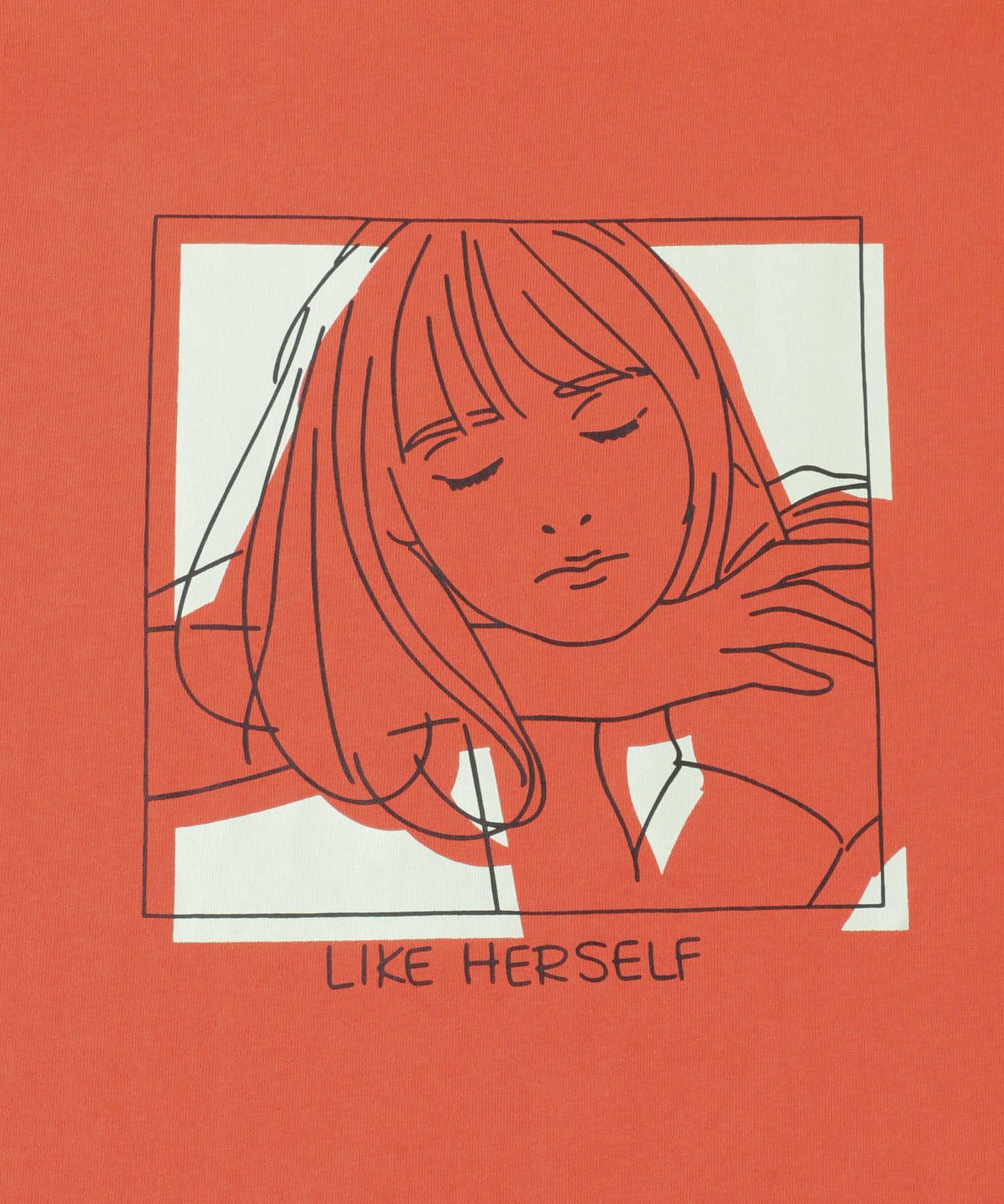 女孩圖案T恤（五分袖）