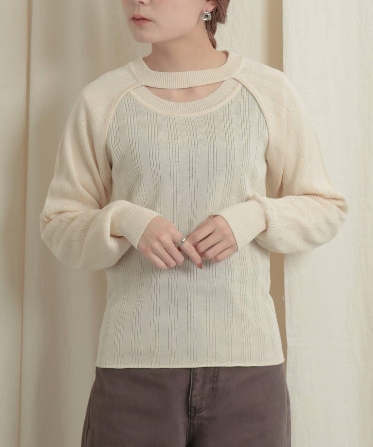 短款開衫疊穿針織上衣