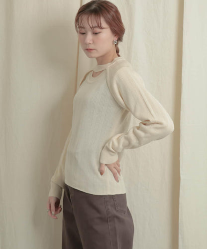 短款開衫疊穿針織上衣