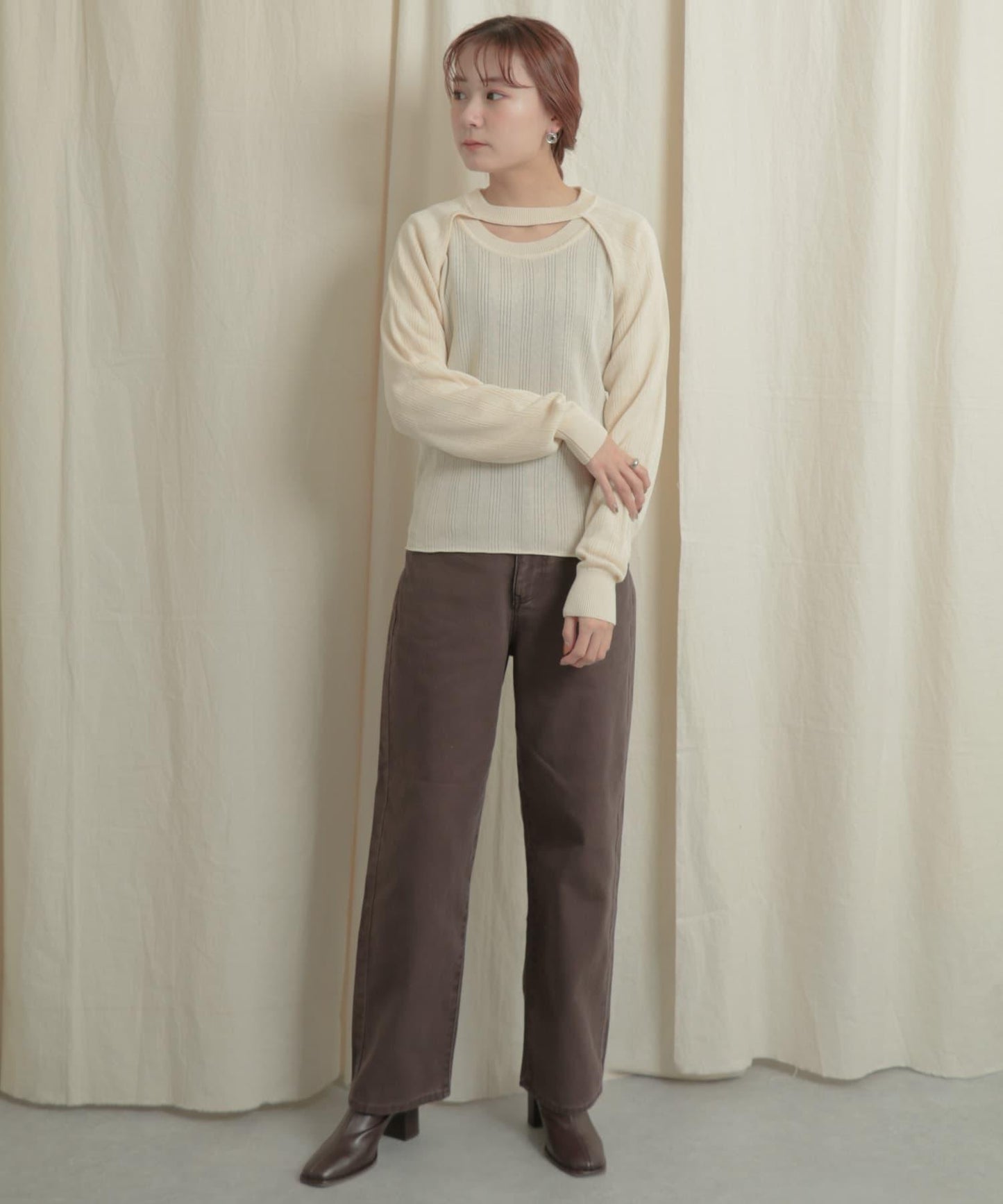 短款開衫疊穿針織上衣