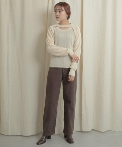 短款開衫疊穿針織上衣