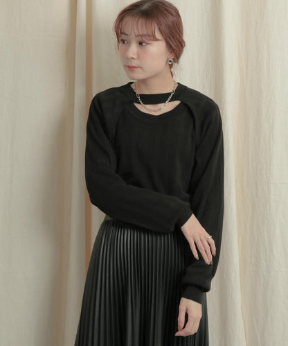 短款開衫疊穿針織上衣