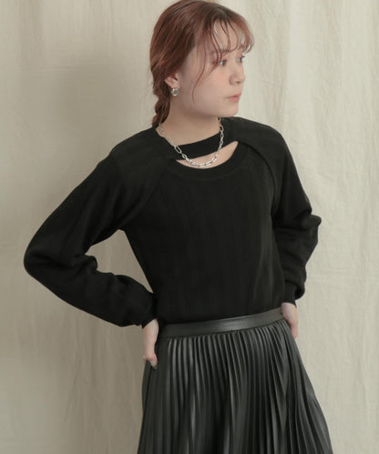 短款開衫疊穿針織上衣