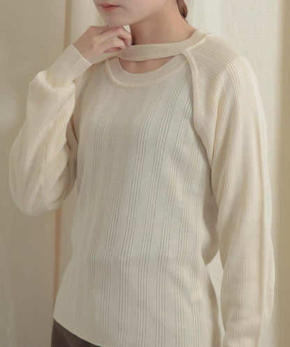 短款開衫疊穿針織上衣