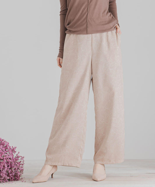 花卉圖案寬鬆長褲