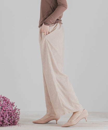 花卉圖案寬鬆長褲