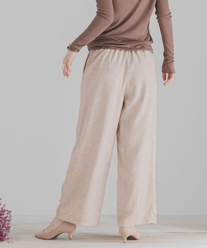 花卉圖案寬鬆長褲