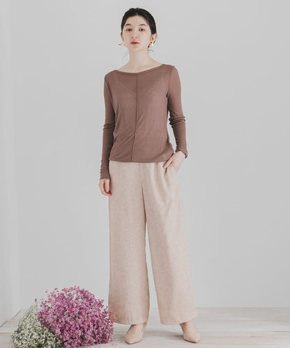 花卉圖案寬鬆長褲