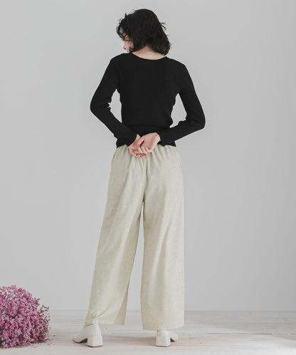 花卉圖案寬鬆長褲