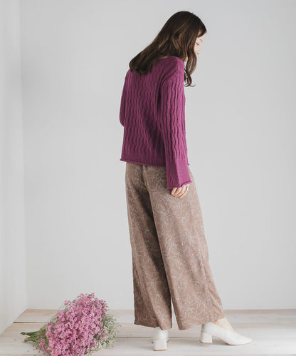 花卉圖案寬鬆長褲