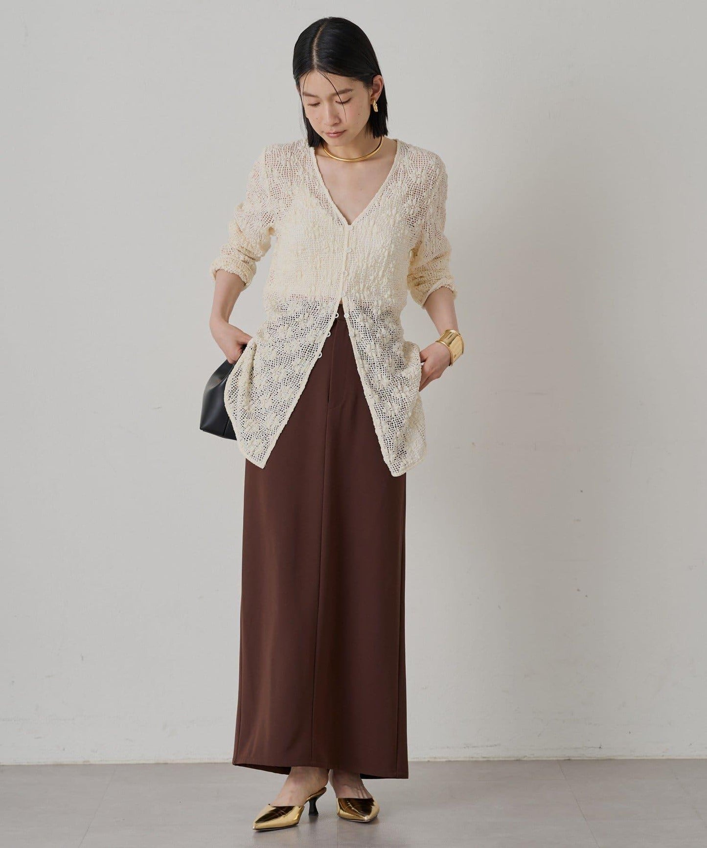 鏤空蕾絲V領襯衫