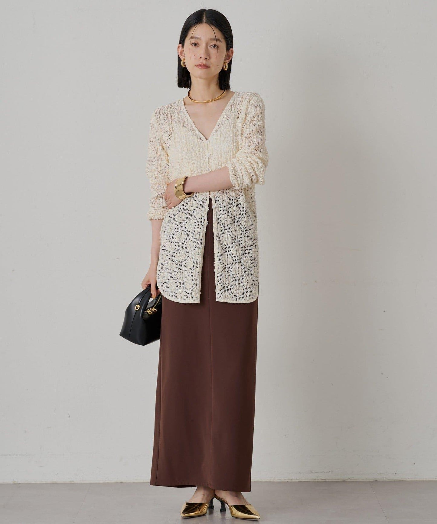 鏤空蕾絲V領襯衫