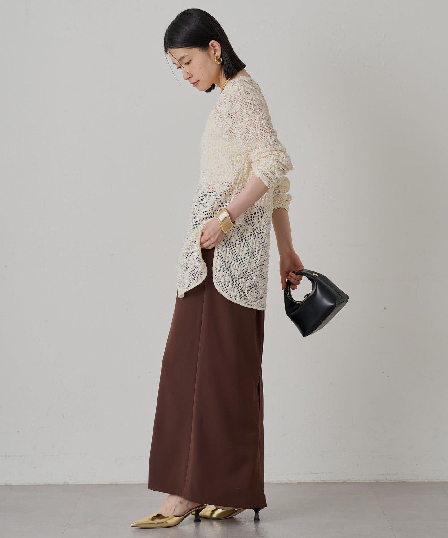 鏤空蕾絲V領襯衫