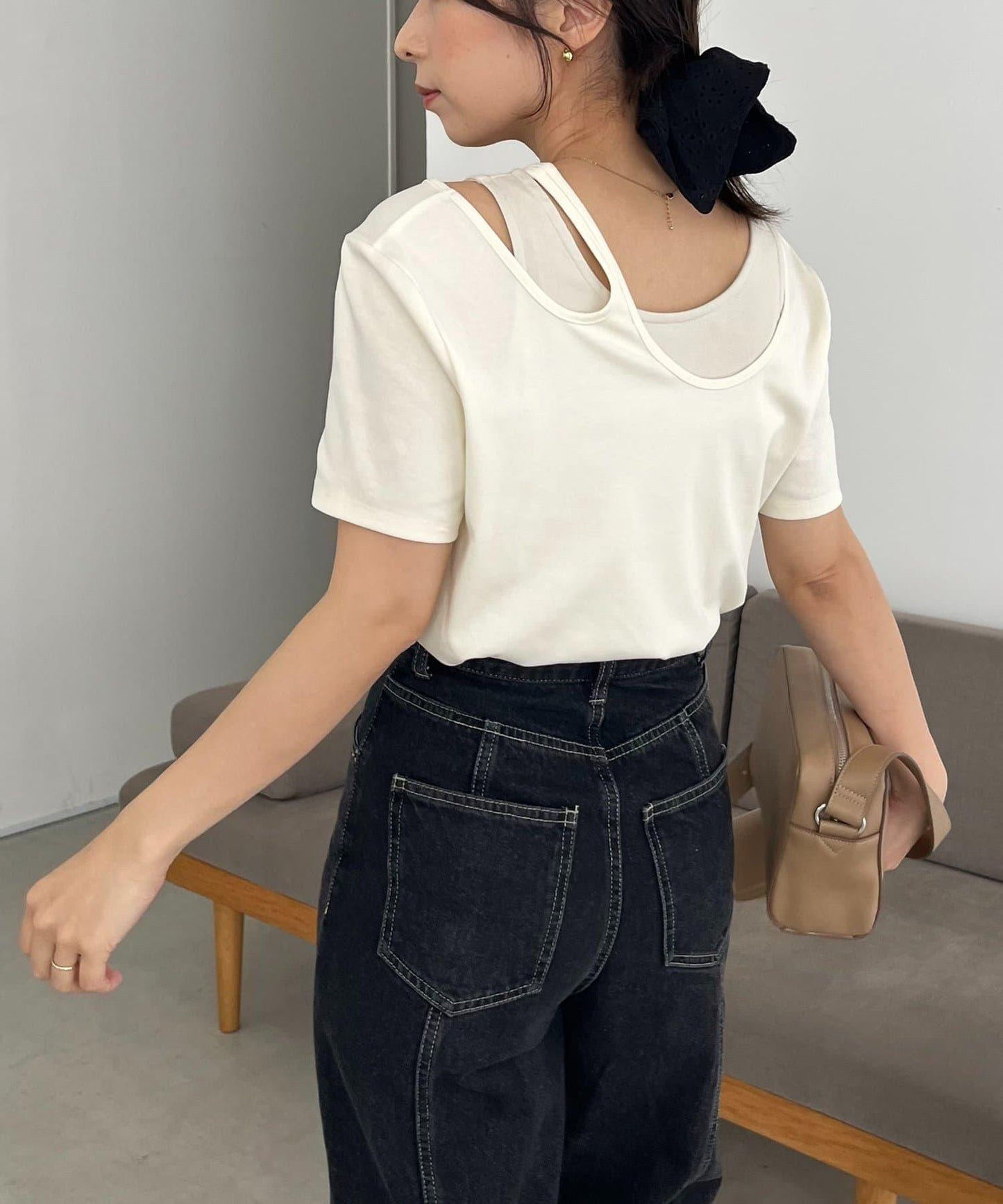 CAPRICIEUX LE'MAGE 拼接不對稱領 T恤