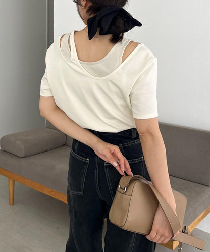 CAPRICIEUX LE'MAGE 拼接不對稱領 T恤