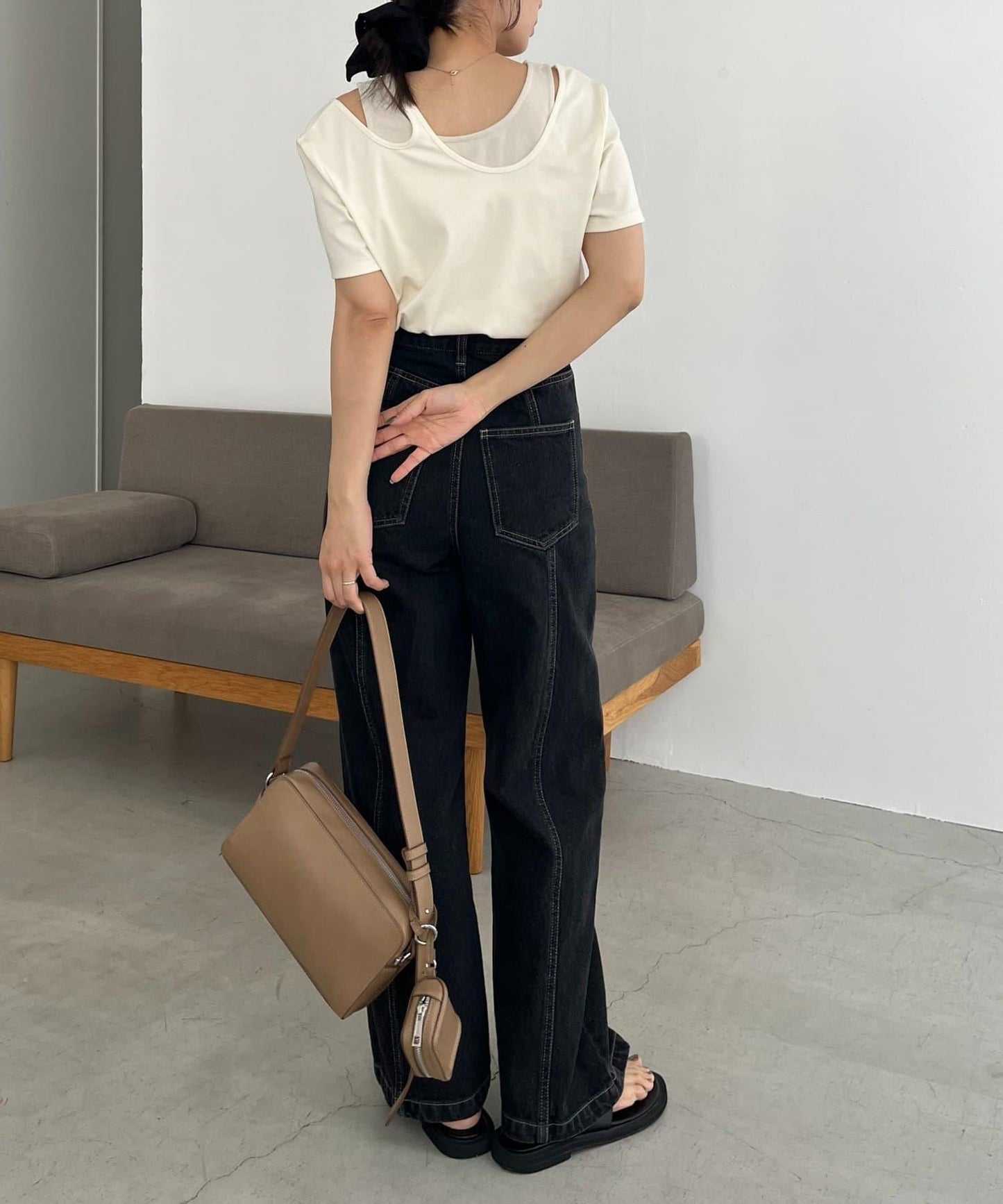 CAPRICIEUX LE'MAGE 拼接不對稱領 T恤