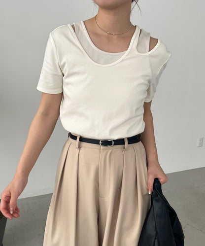 CAPRICIEUX LE'MAGE 拼接不對稱領 T恤