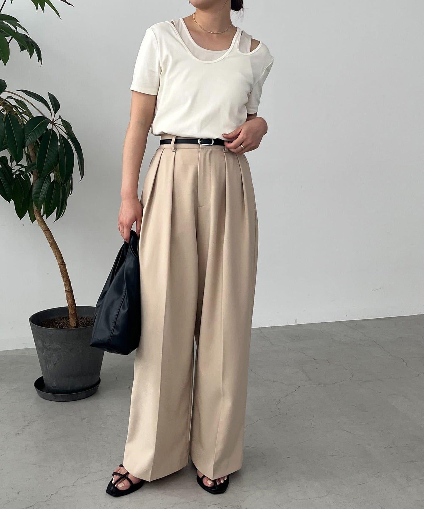 CAPRICIEUX LE'MAGE 拼接不對稱領 T恤