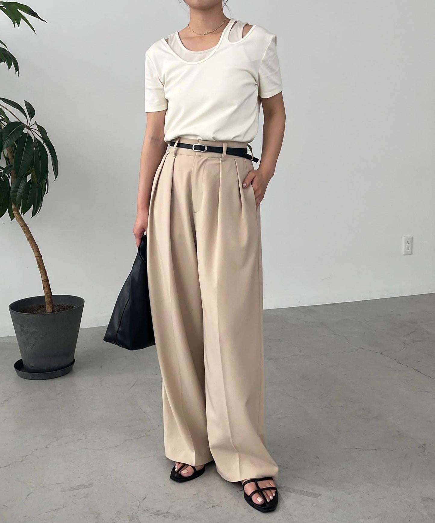 CAPRICIEUX LE'MAGE 拼接不對稱領 T恤