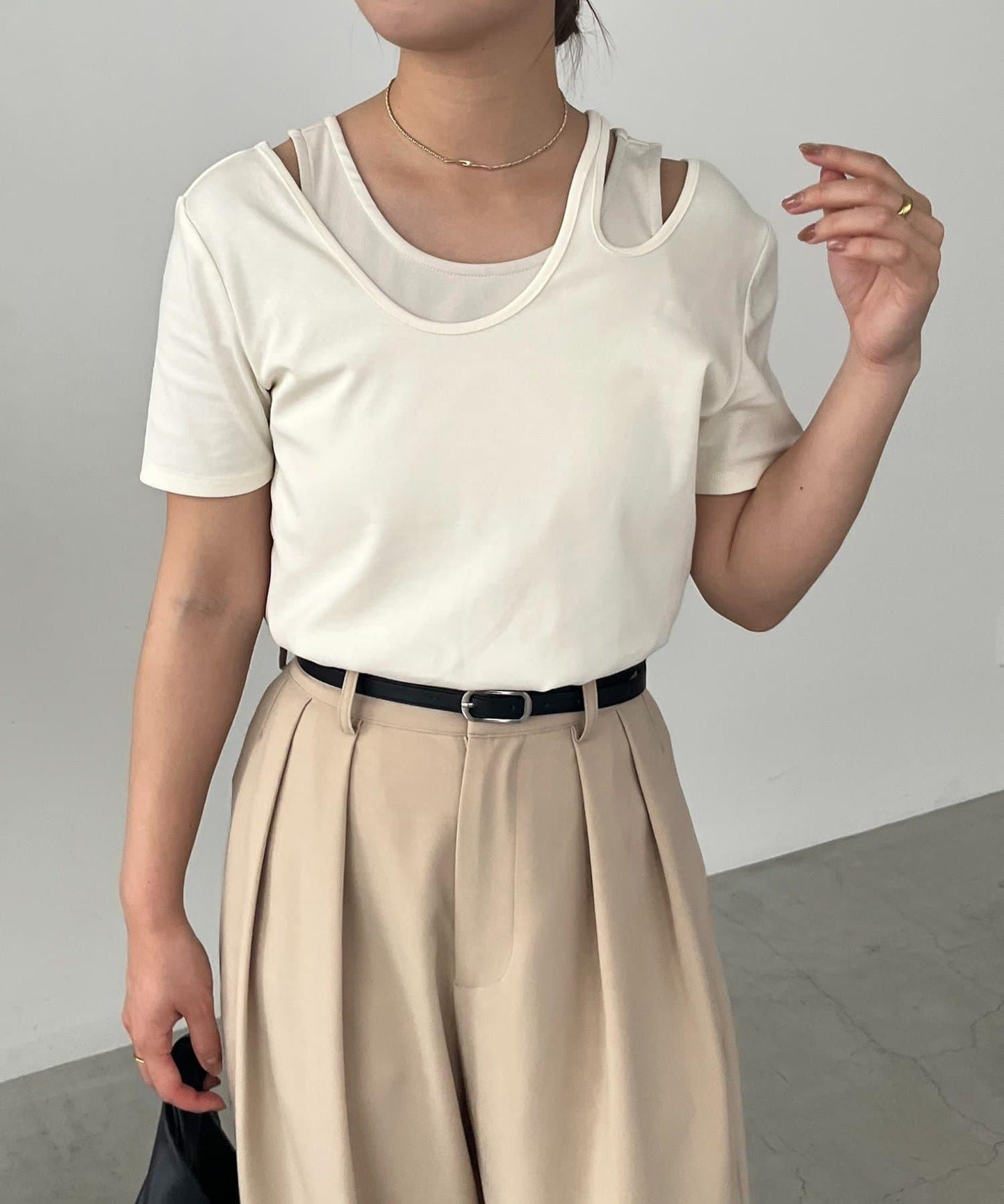 CAPRICIEUX LE'MAGE 拼接不對稱領 T恤