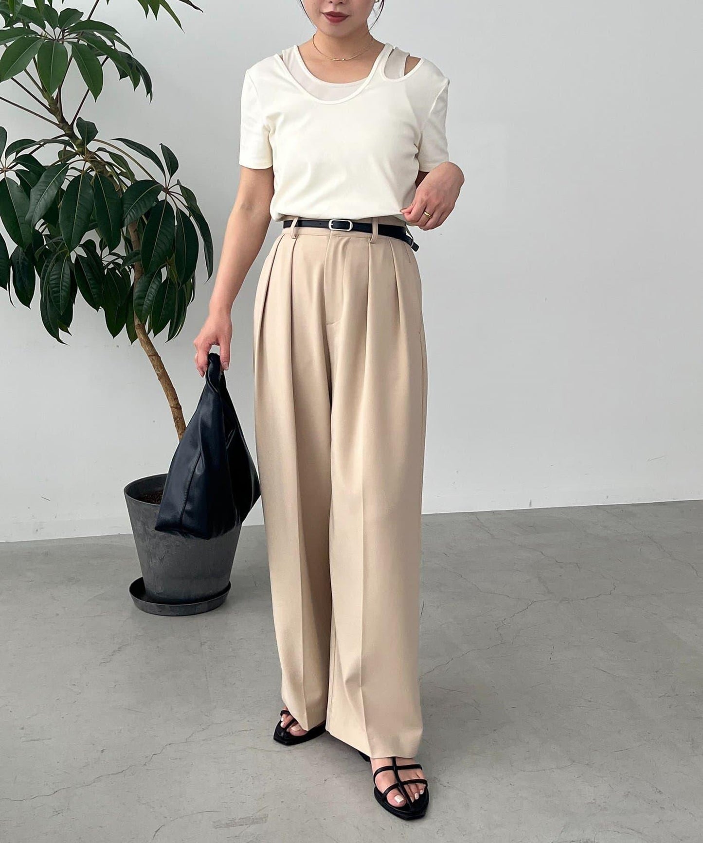 CAPRICIEUX LE'MAGE 拼接不對稱領 T恤