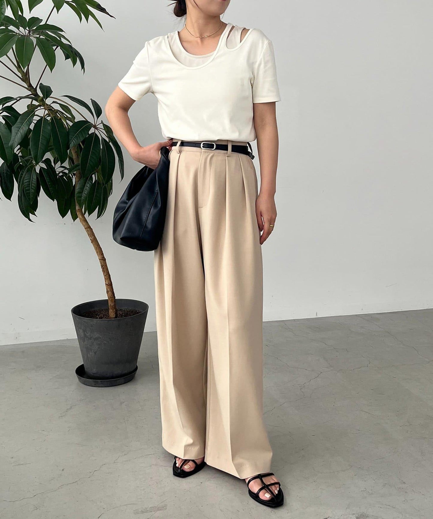 CAPRICIEUX LE'MAGE 拼接不對稱領 T恤