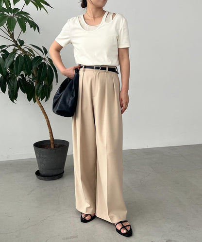 CAPRICIEUX LE'MAGE 拼接不對稱領 T恤