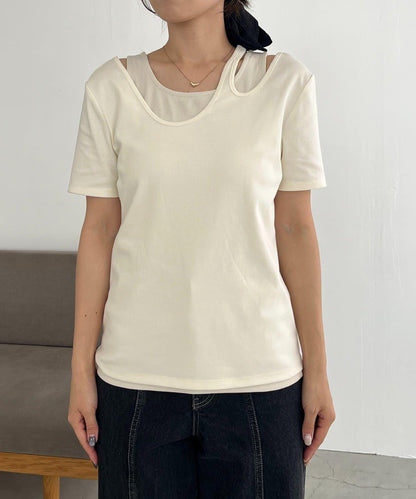 CAPRICIEUX LE'MAGE 拼接不對稱領 T恤