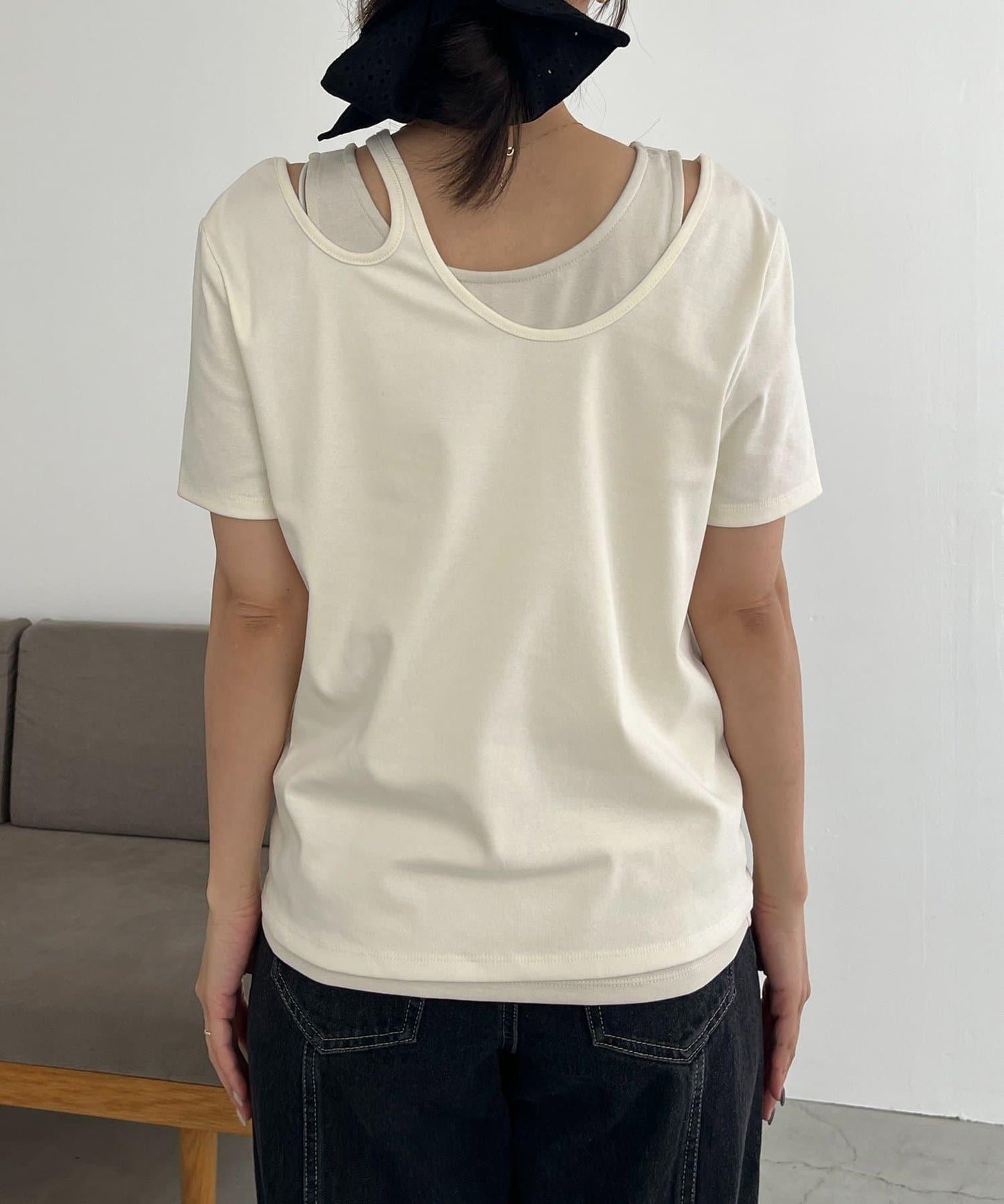 CAPRICIEUX LE'MAGE 拼接不對稱領 T恤