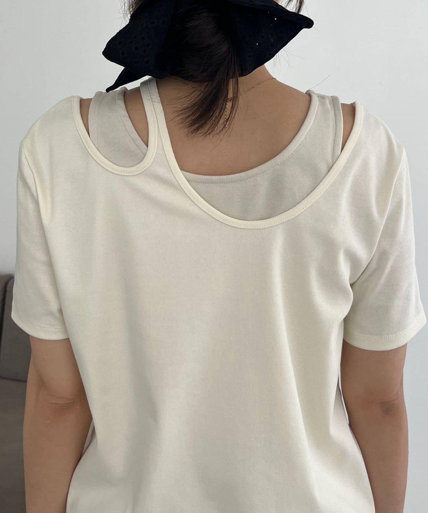 CAPRICIEUX LE'MAGE 拼接不對稱領 T恤