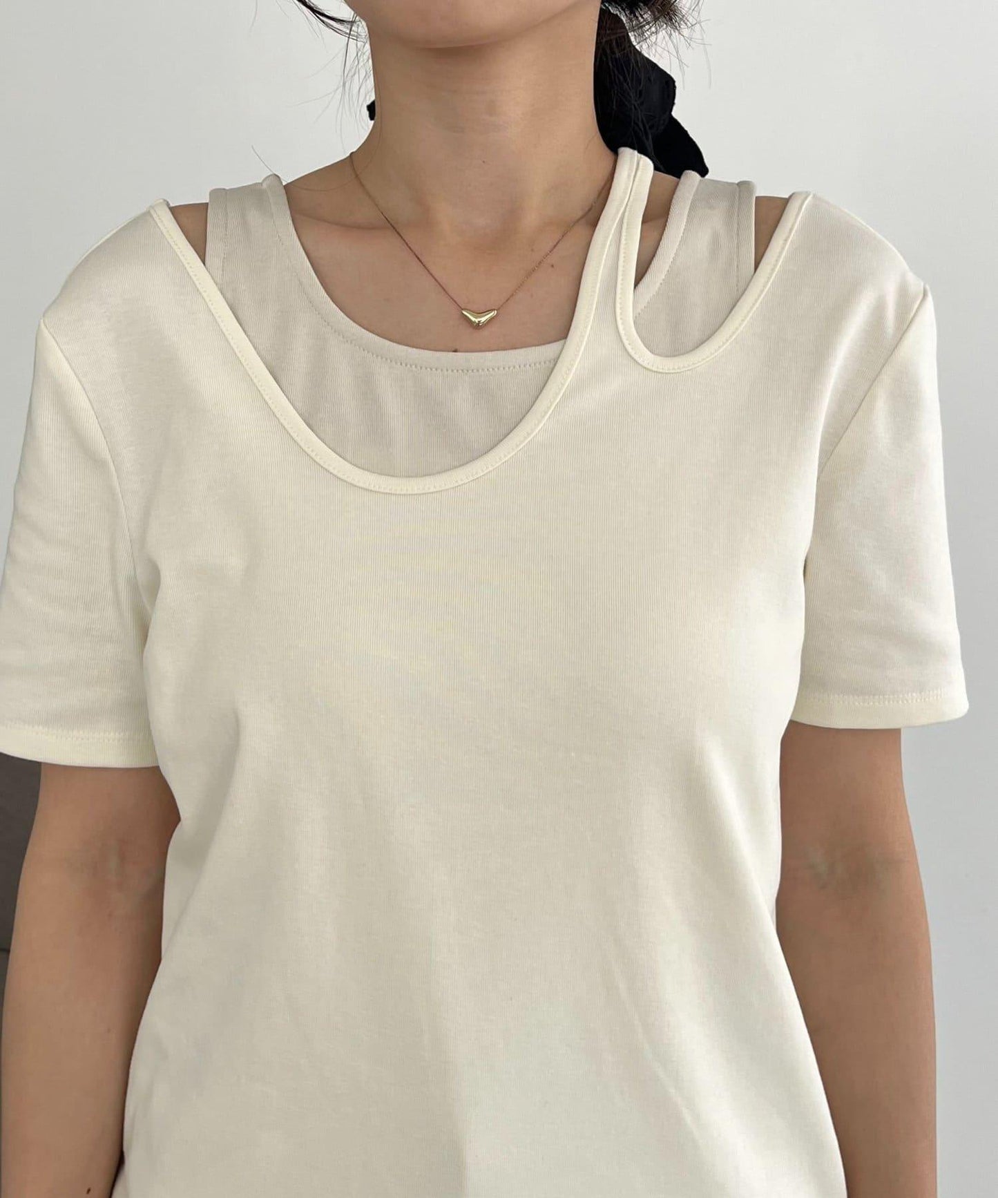 CAPRICIEUX LE'MAGE 拼接不對稱領 T恤