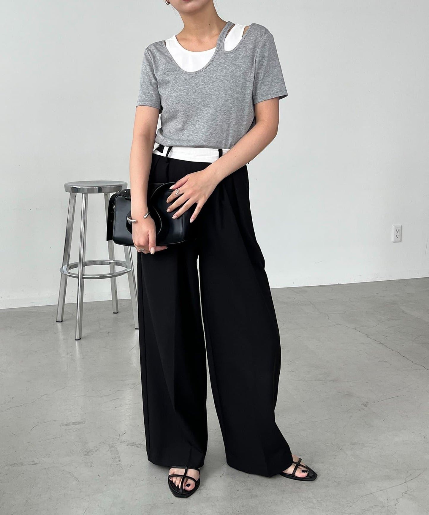 CAPRICIEUX LE'MAGE 拼接不對稱領 T恤