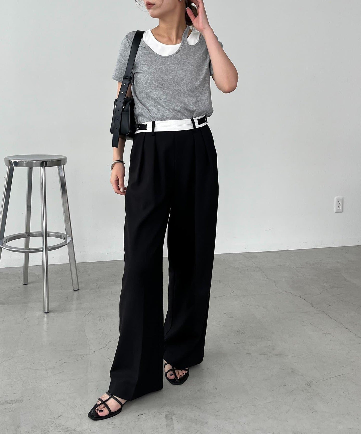 CAPRICIEUX LE'MAGE 拼接不對稱領 T恤