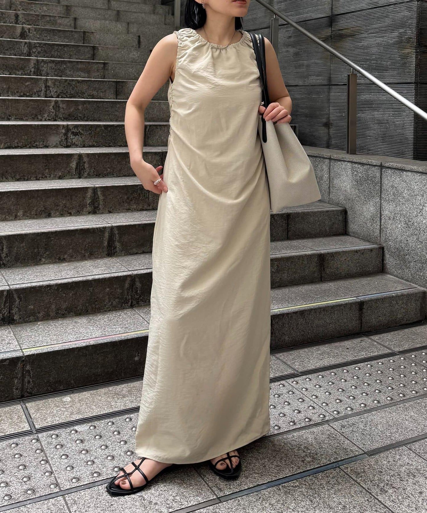 【有低身高尺寸】打褶垂感連衣裙