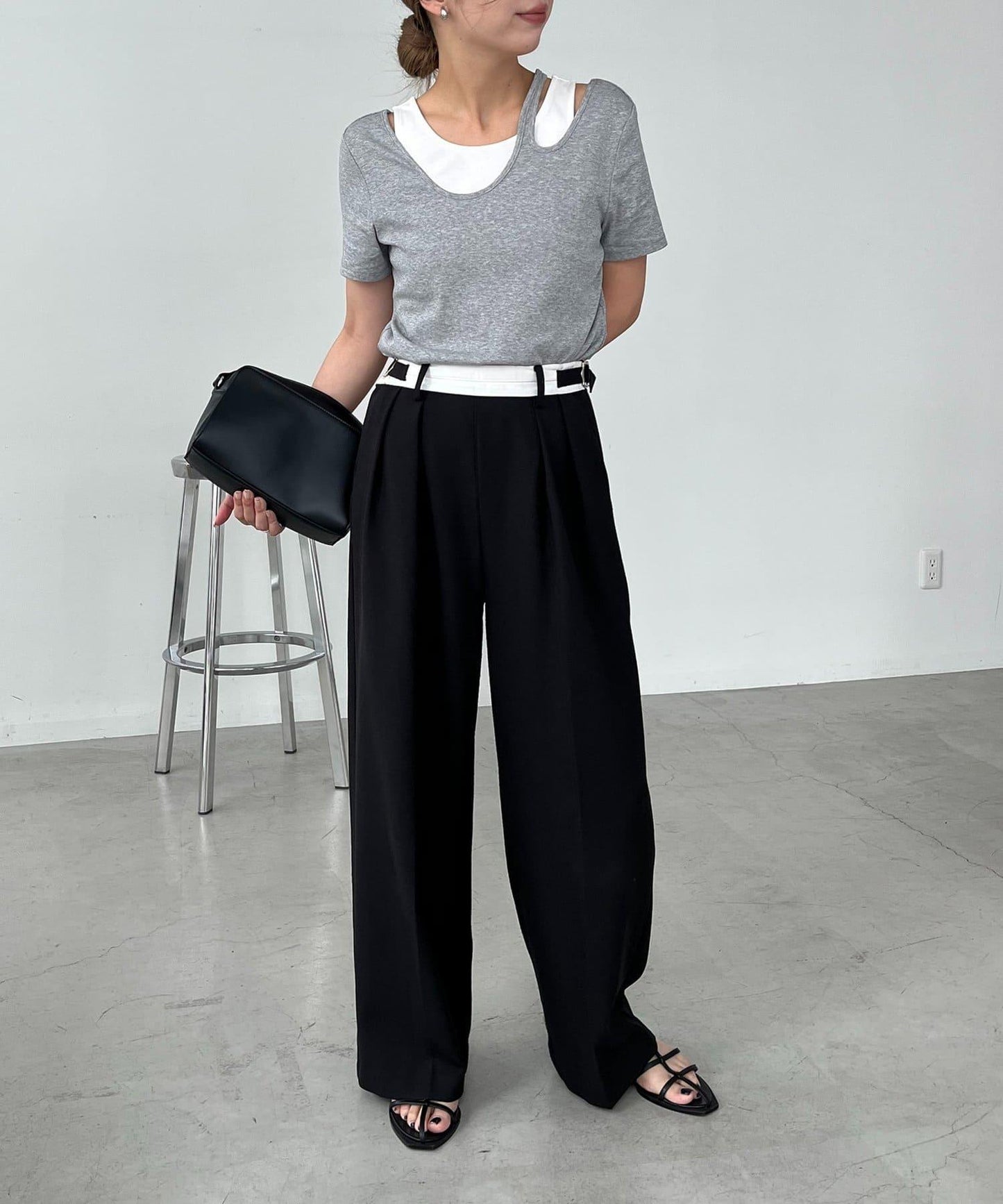 CAPRICIEUX LE'MAGE 拼接不對稱領 T恤