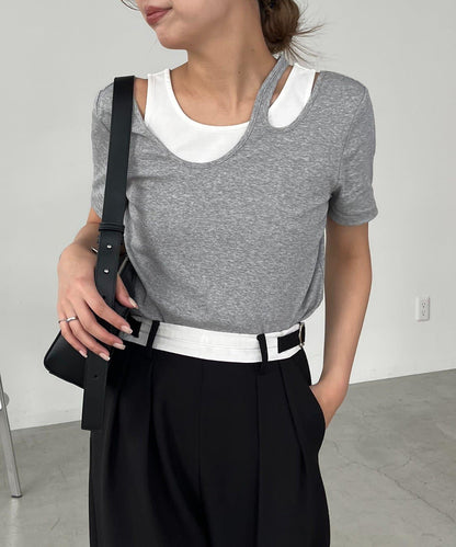 CAPRICIEUX LE'MAGE 拼接不對稱領 T恤