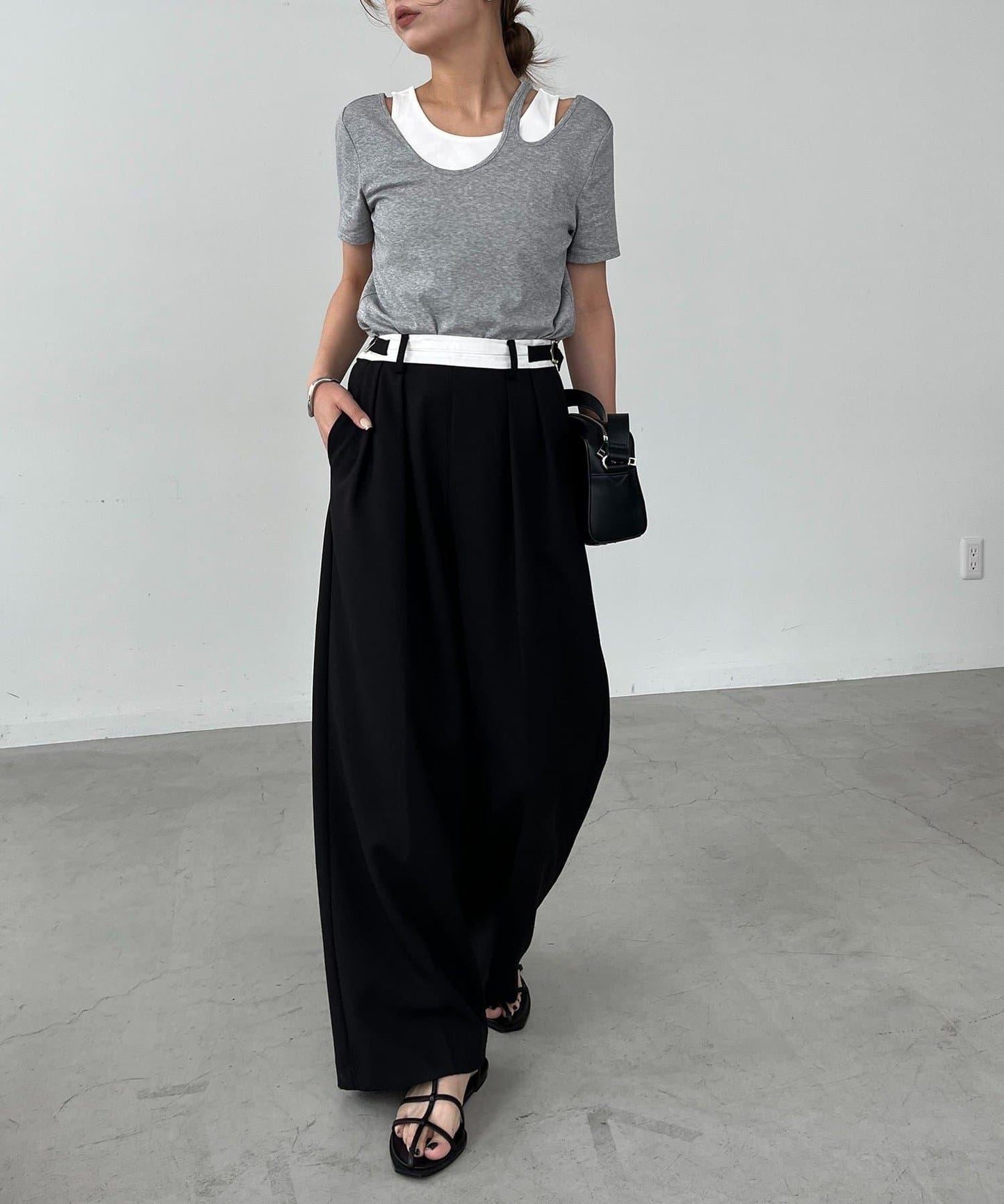 CAPRICIEUX LE'MAGE 拼接不對稱領 T恤