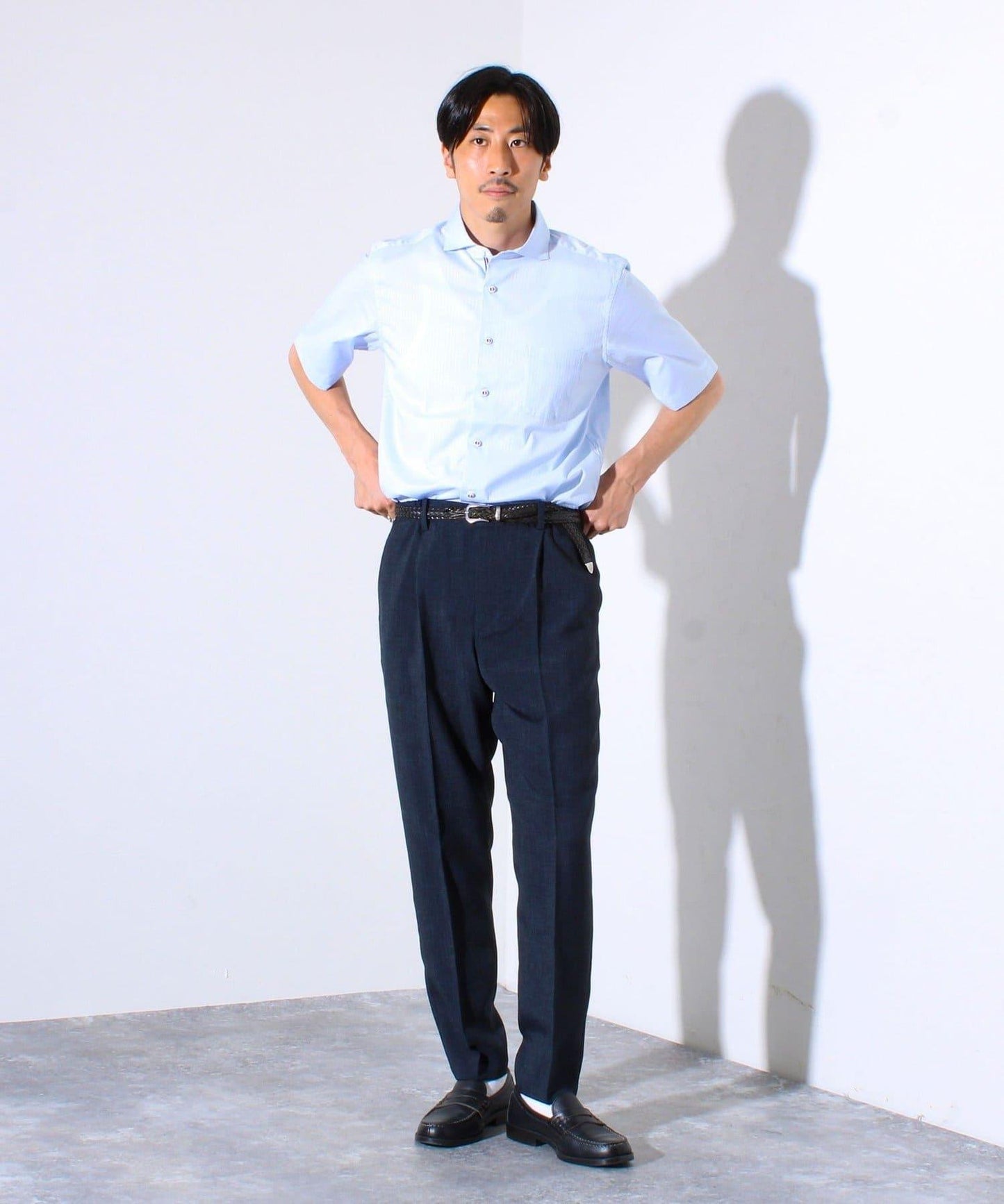【商務休閒款式】降落傘削肩 短袖襯衫連衣裙襯衫