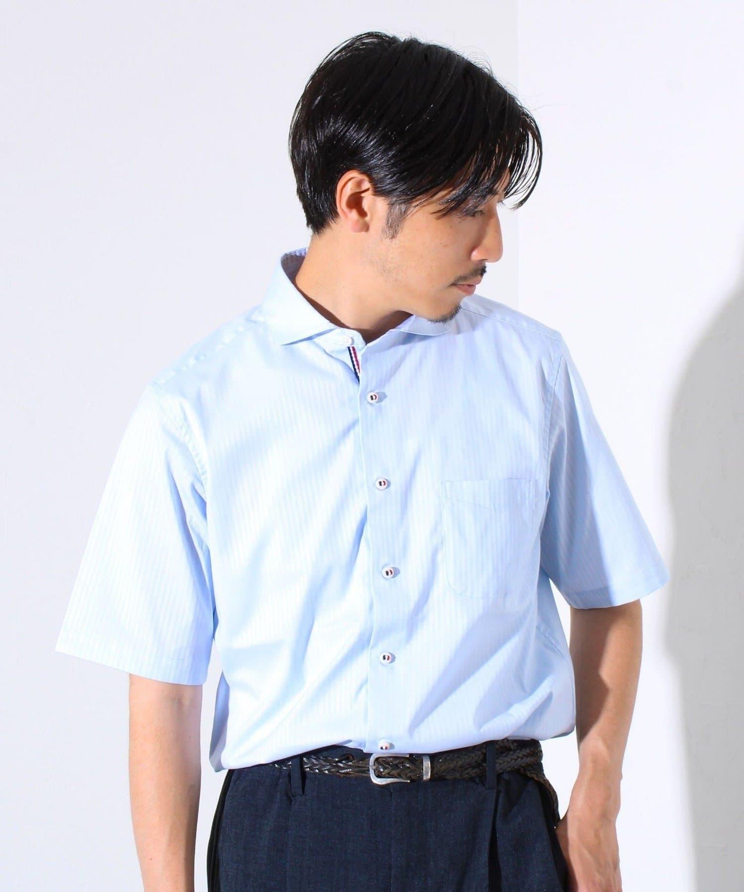 【商務休閒款式】降落傘削肩 短袖襯衫連衣裙襯衫