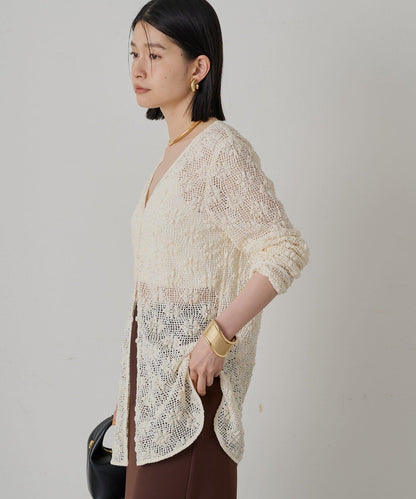 鏤空蕾絲V領襯衫