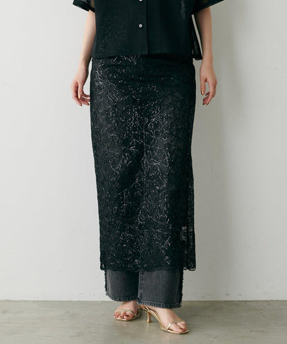 葉子亮片刺繡裙